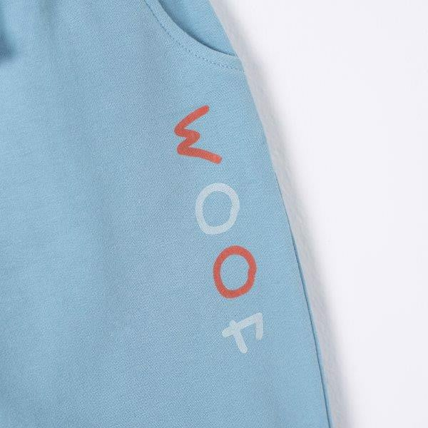 NOUS Bộ áo quần dài màu xanh cổ kéo khóa hình thêu trang trí 1Y 2Y 3Y 4Y