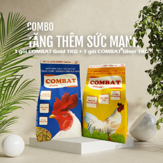 Ép viên gà đá combat silver gói 1kg + ngũ cốc gà đá combat gold gói 1 kg.