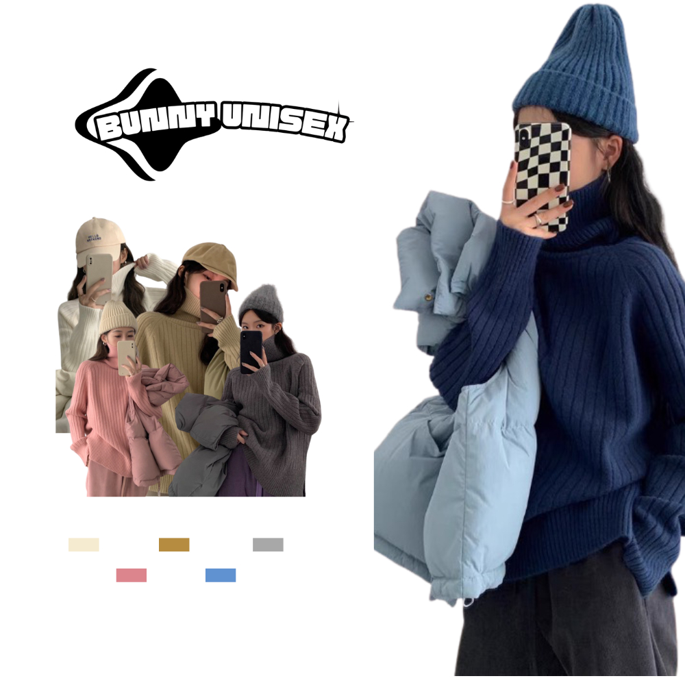 Áo len viền cổ lọ dáng xuông cho nữ chất mềm mịn không bông xù phong cách hàn quốc BUNNY deliz