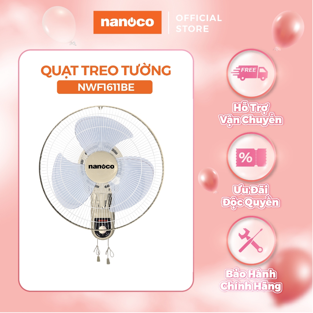 Quạt treo tường 2 dây Nanoco model NWF1611