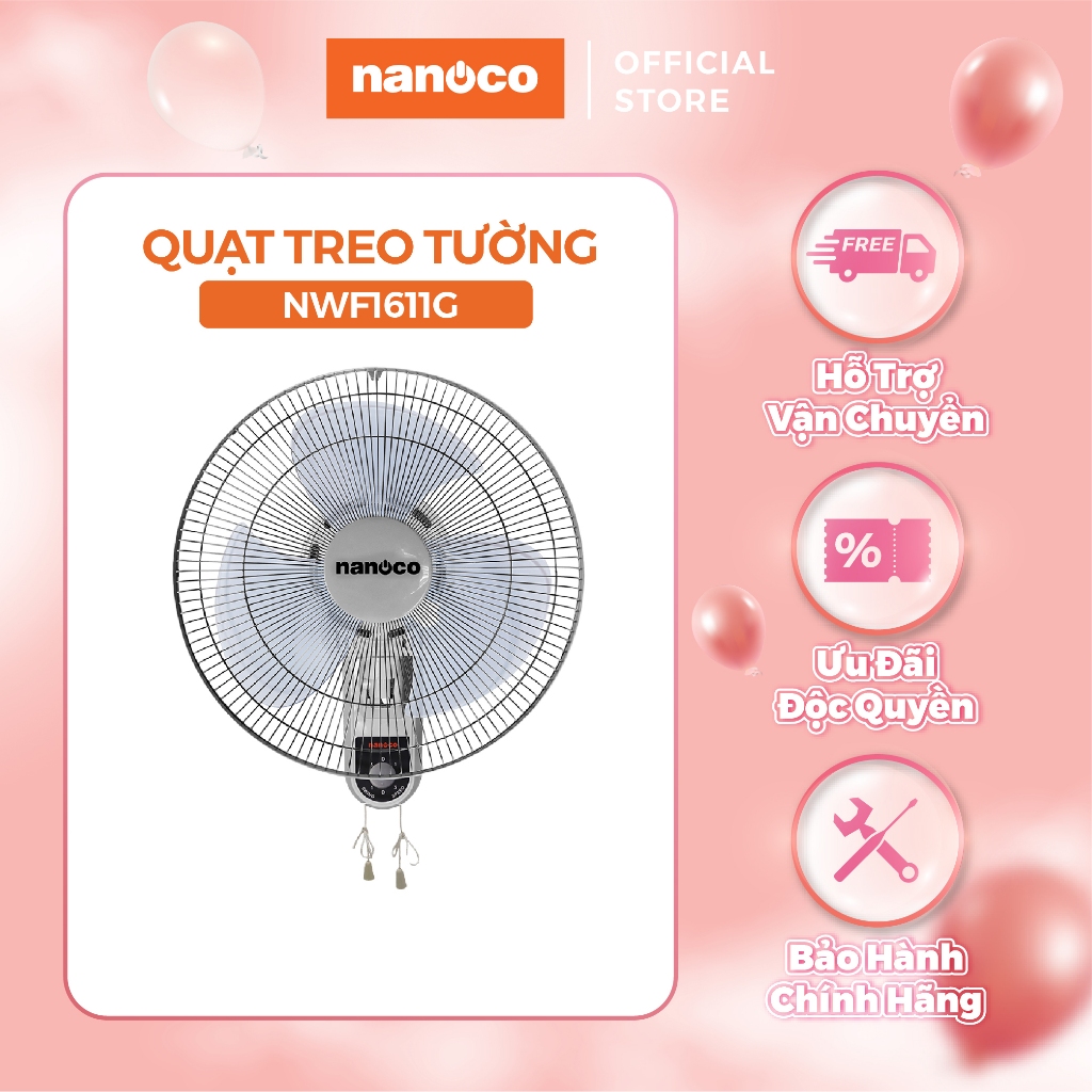 Quạt treo tường 2 dây Nanoco model NWF1611