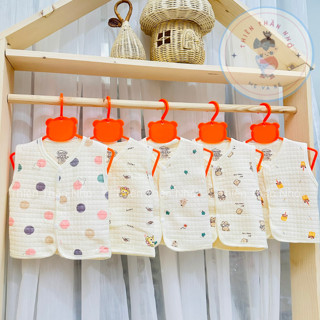 Áo Gile Chần Bông Cài Lệch Mềm Mịn Cho Bé Trai Bé Gái Sơ Sinh Thu Đông 3-14KG