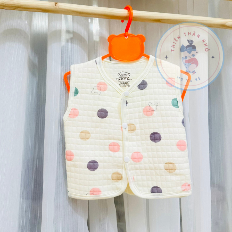 Áo Gile Chần Bông Cài Lệch Mềm Mịn Cho Bé Trai Bé Gái Sơ Sinh Thu Đông 3-14KG