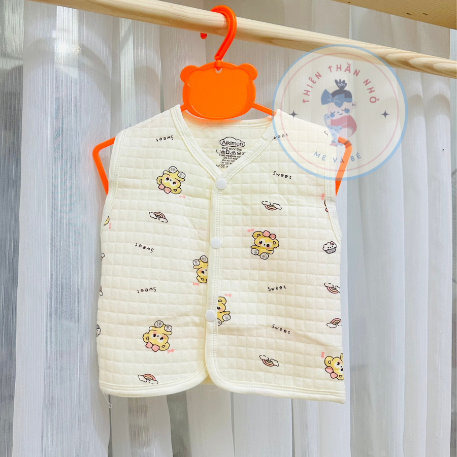 Áo Gile Chần Bông Cài Lệch Mềm Mịn Cho Bé Trai Bé Gái Sơ Sinh Thu Đông 3-14KG