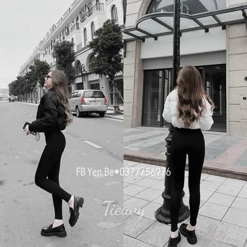 Quần legging cạp cao nâng mông túi sau thêu trước