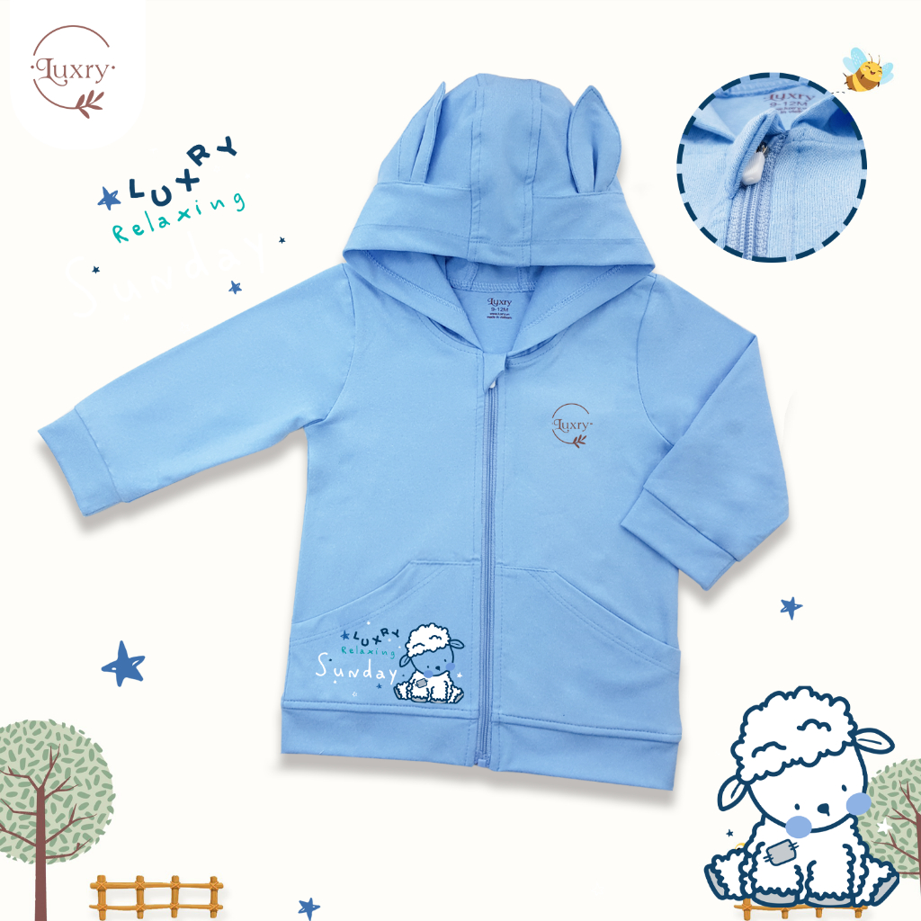 Áo khoác nắng họa tiết ô tô đáng yêu thương hiệu Luxry chất vải sợi tre pha cotton cho bé từ 9 tháng đến 6 tuổi