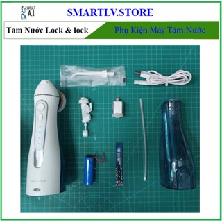 Phụ kiện pin, mô tơ, bộ bơm, dây sạc, đầu tăm...bo mạch chủ máy tăm nước lock & lock ENR156BLU cũ tháo máy.