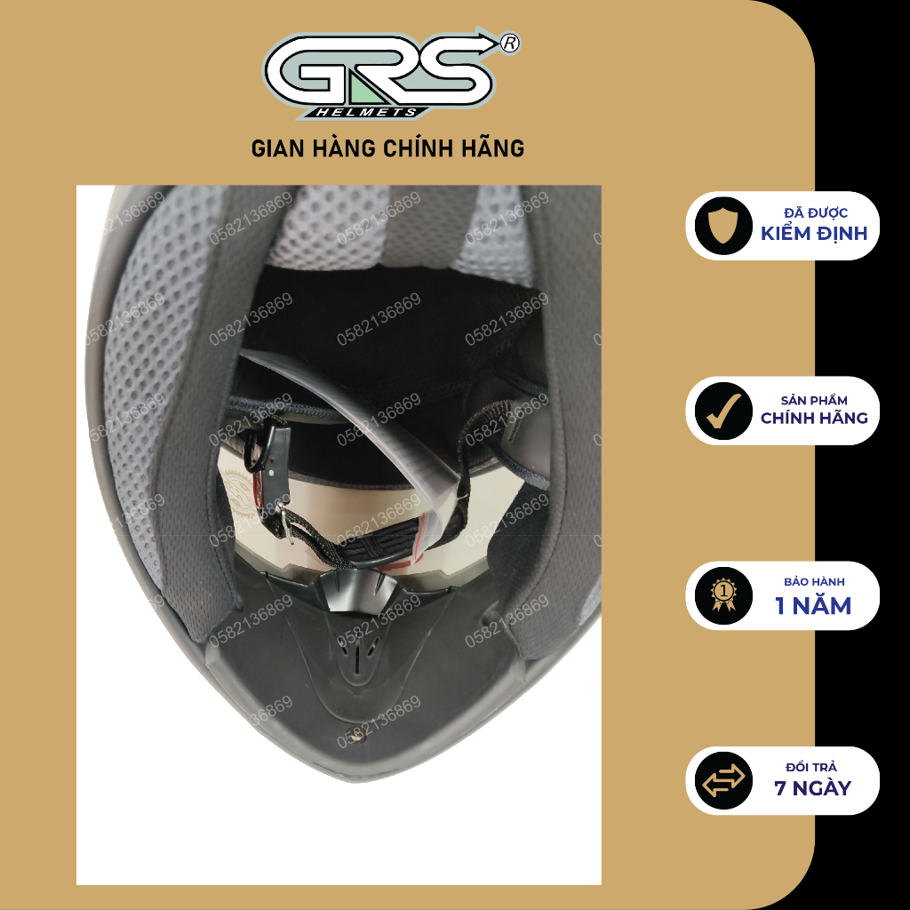 Mũ bảo hiểm fullface trùm đầu GRS A801K - hàng chính hãng