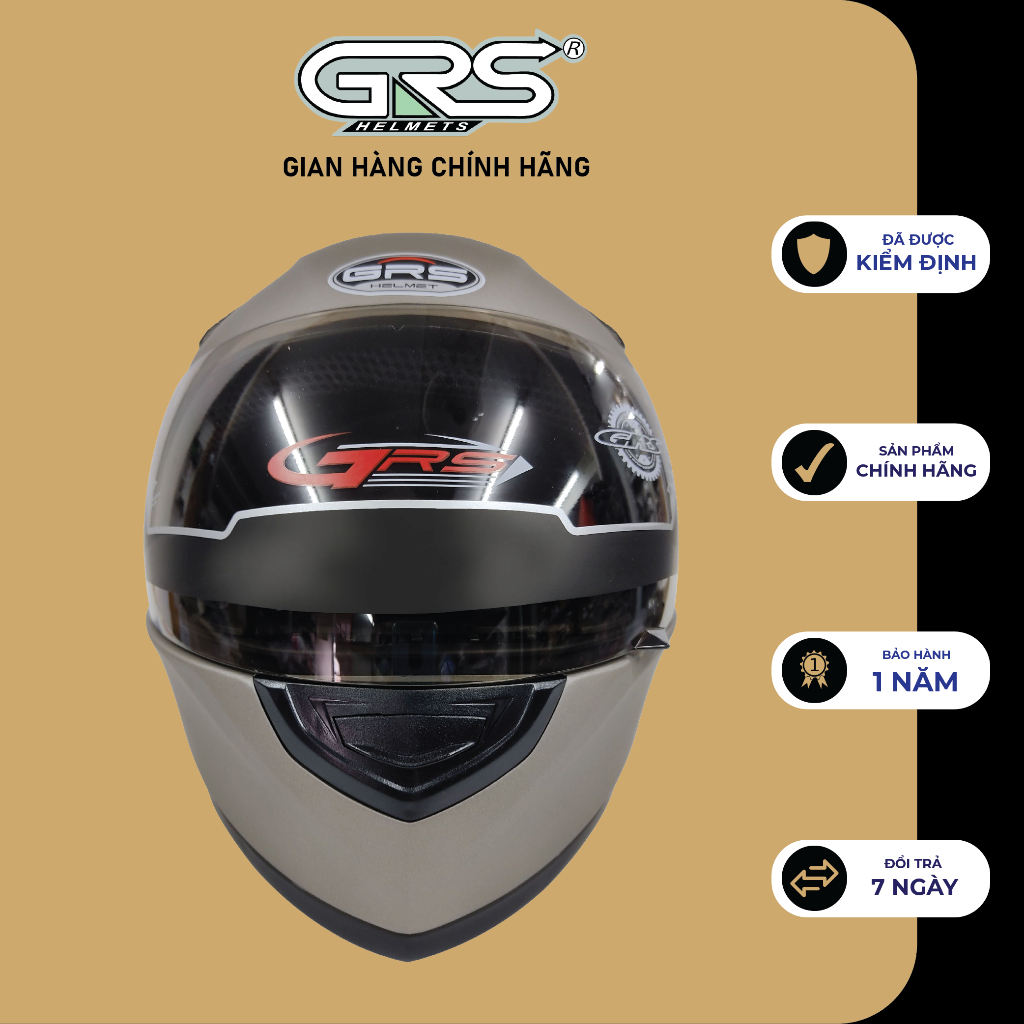 Mũ bảo hiểm fullface trùm đầu GRS A801K - hàng chính hãng