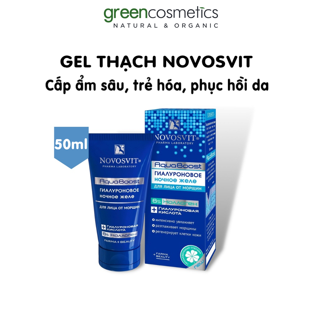 Gel thạch cấp nước Novosvit HA B5 Aqua Boost dưỡng ẩm, trẻ hóa làm dịu da 50ml