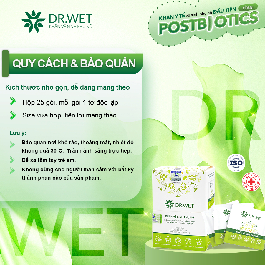 Khăn Y Tế Vệ Sinh Phụ Nữ DR.WET Giúp Làm Sạch, Hỗ Trợ Giảm Mùi Tiện Lợi DR WET Chính Hãng