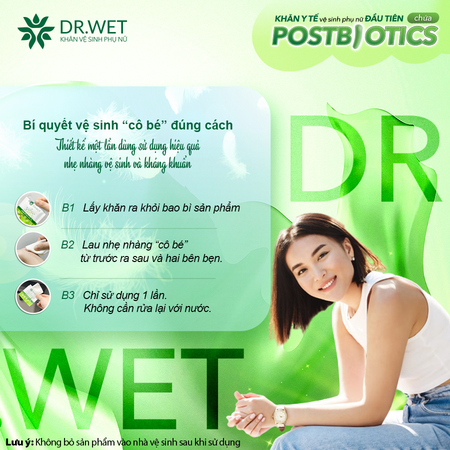 Khăn Y Tế Vệ Sinh Phụ Nữ DR.WET Giúp Làm Sạch, Hỗ Trợ Giảm Mùi Tiện Lợi DR WET Chính Hãng
