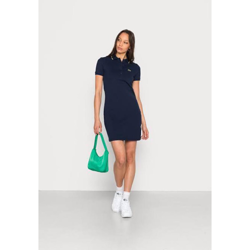 La..co.s.t.e Women's Classic Short Sleeve Stretch Mini Pique Polo Dress