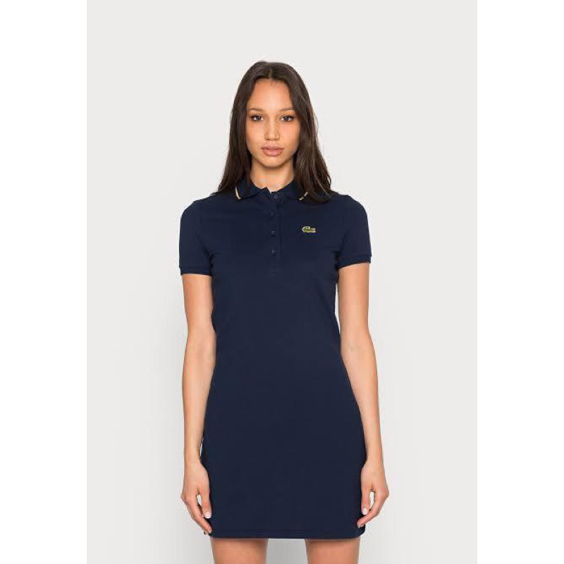 La..co.s.t.e Women's Classic Short Sleeve Stretch Mini Pique Polo Dress