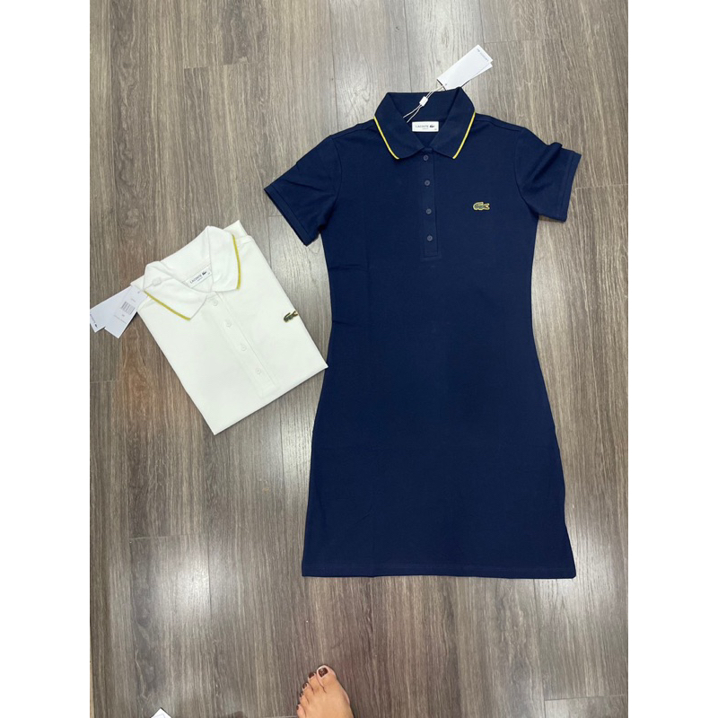 La..co.s.t.e Women's Classic Short Sleeve Stretch Mini Pique Polo Dress