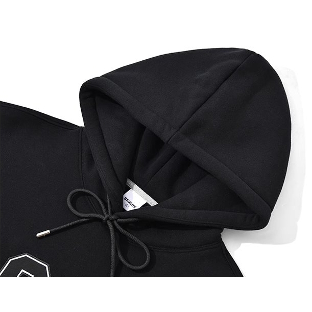 Áo hoodie Dessuu nỉ lót bông dày họa tiết thêu chữ 1011