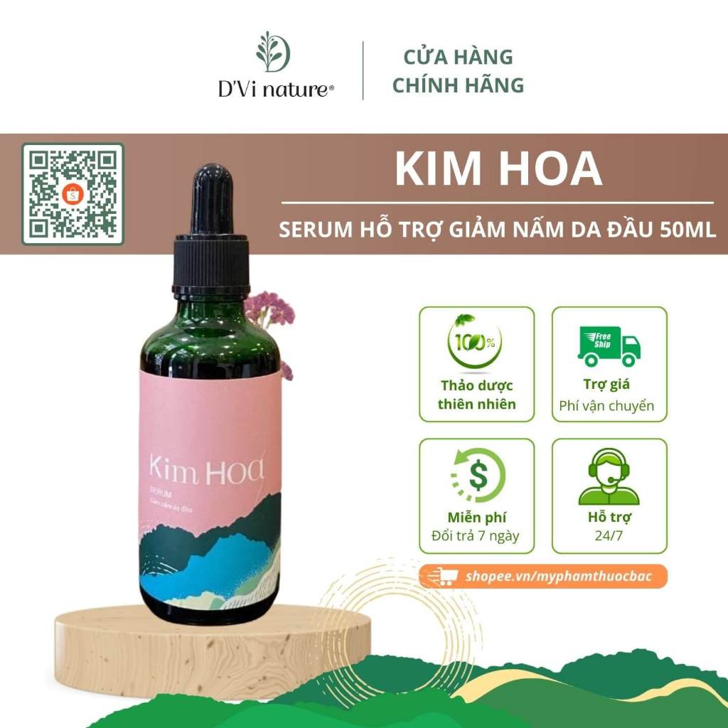 Kim hoa D'Vi nature serum giảm nấm ngứa da đầu, sạch mãng gàu, thông thoáng da đầu, hồi phục nang tóc từ thảo dược