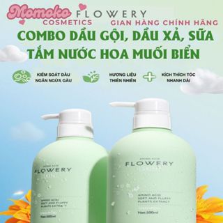 Combo Dầu Gội Dầu Xả Sữa Tắm Nước Hoa Tinh Chất Muối Biển Flowery 500ml LADY Kiềm Dầu Dưỡng Tóc Hương Nước Hoa MOMOKO