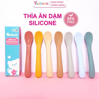 Thìa ăn dặm cho bé YEUBEVN AT15 muỗng silicon bền đẹp không chứa BPA an toàn nhiều màu sắc kích thích vị giác của bé
