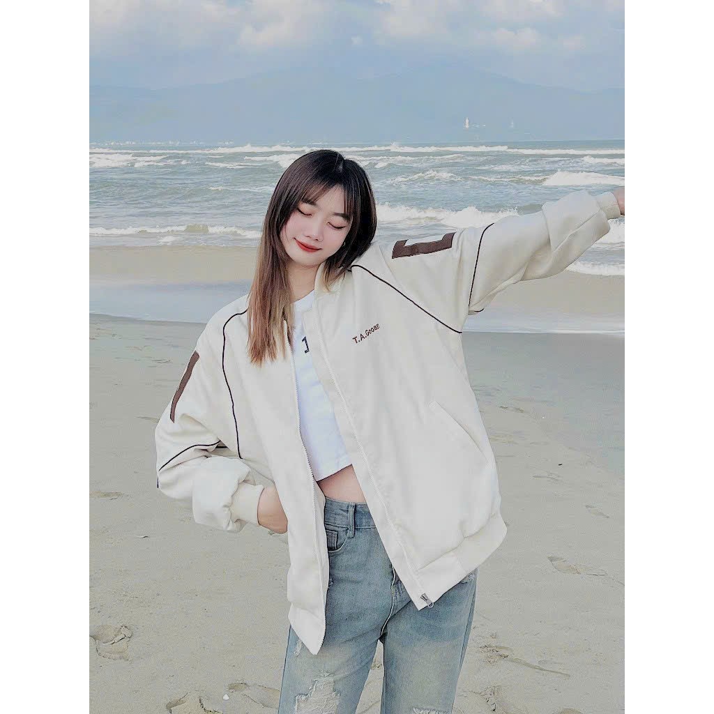 Áo Khoác Bomber Nam Nữ Unisex Chất da lộn mềm mịn có lót dù bên trong LOGO THÊU GOAN