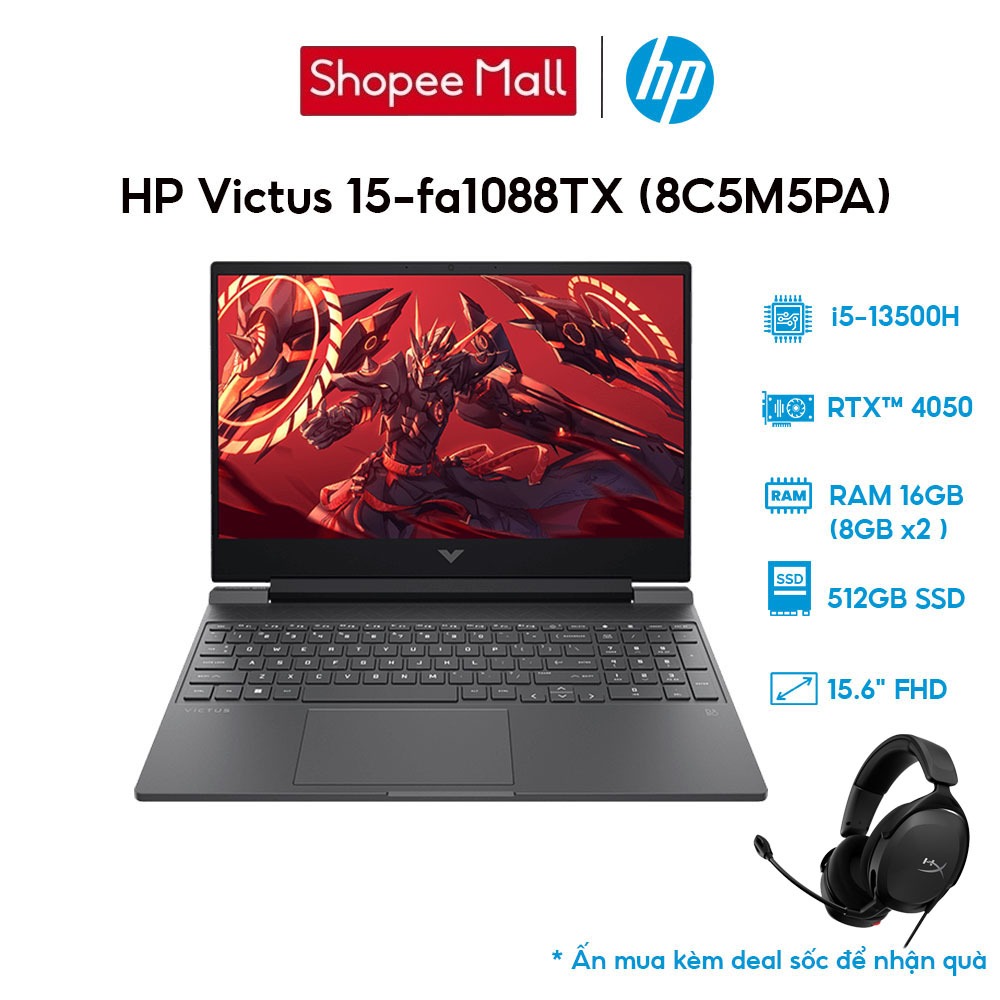 Laptop Gaming HP Victus 15-fa1088TX 8C5M5PA i5-13500H | 16GB | 512GB | GeForce RTX™ 4050 6GB | 15.6' FHD | Win 11