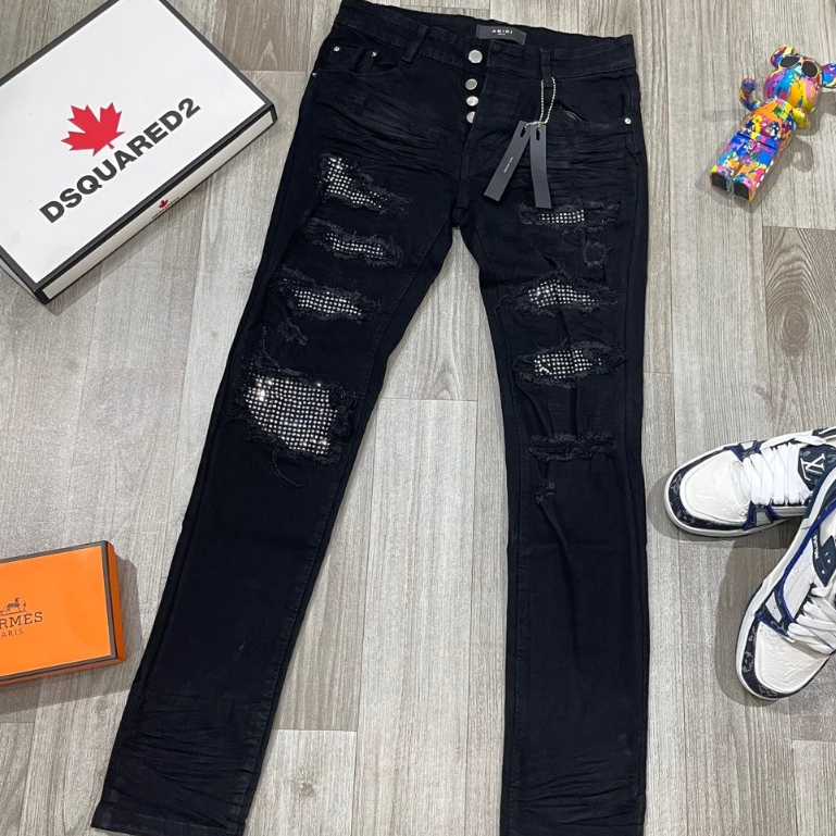 Quần Jean Nam Đen Đính Đá Nam 4 Cúc Likeau Chất Jean Co Dãn , Hàng Boy Phố Hót 2023