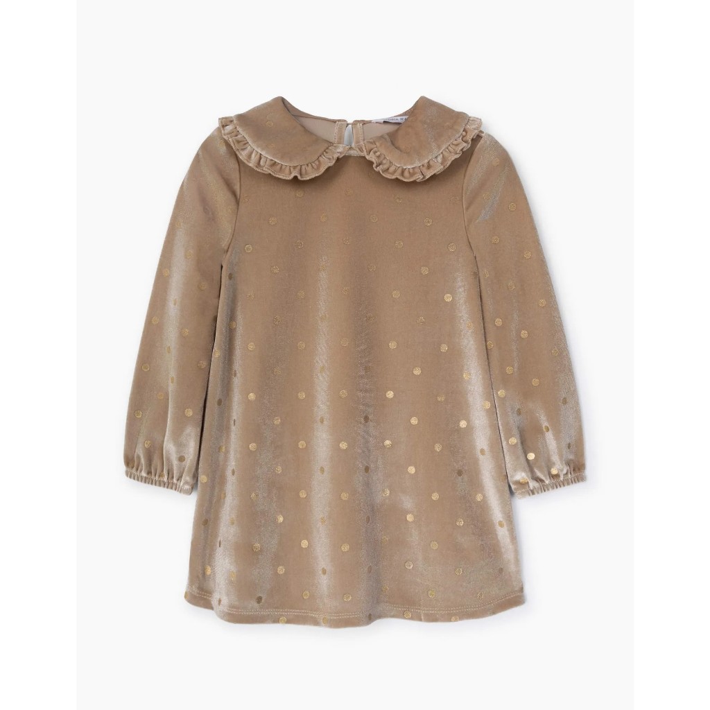 Váy nhung chấm bi bé gái từ 12m-4y