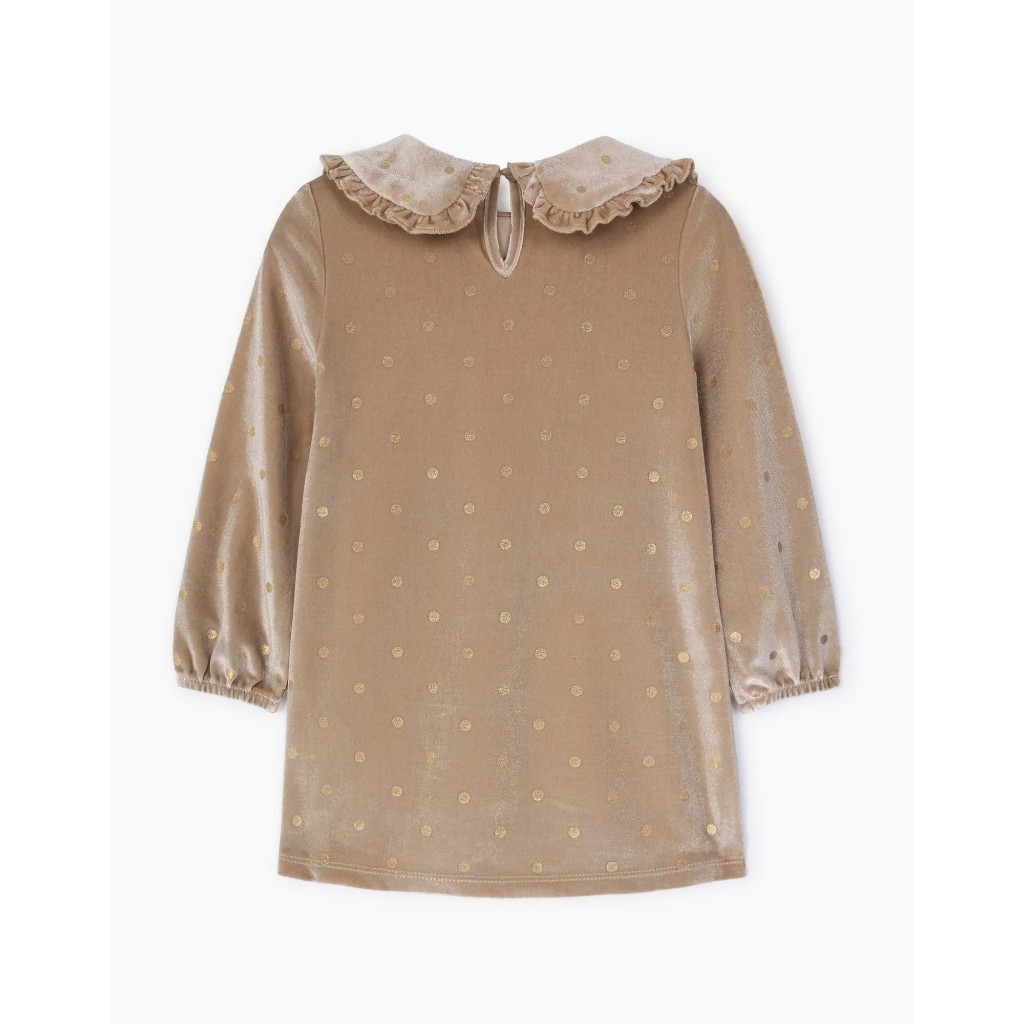 Váy nhung chấm bi bé gái từ 12m-4y