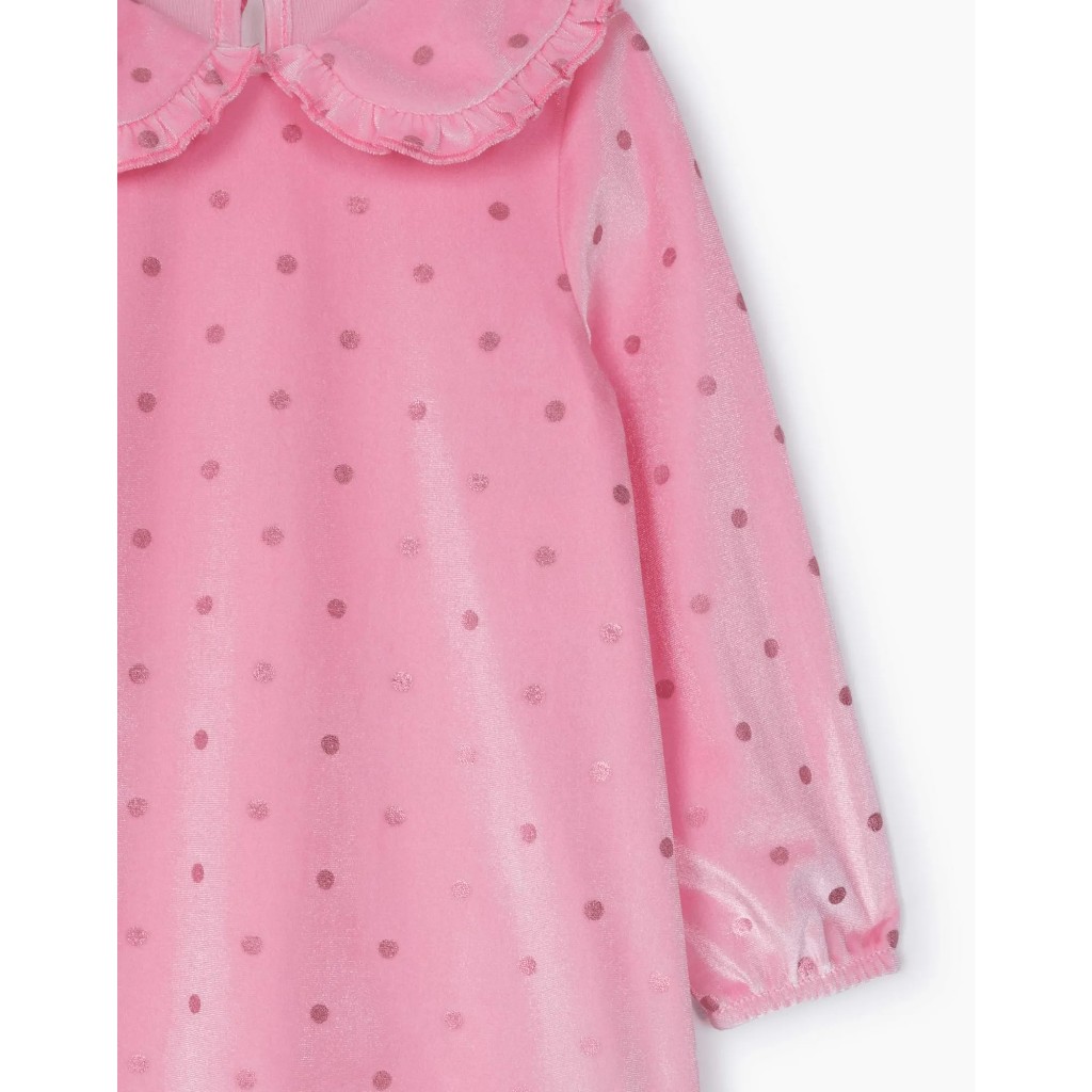 Váy nhung chấm bi bé gái từ 12m-4y