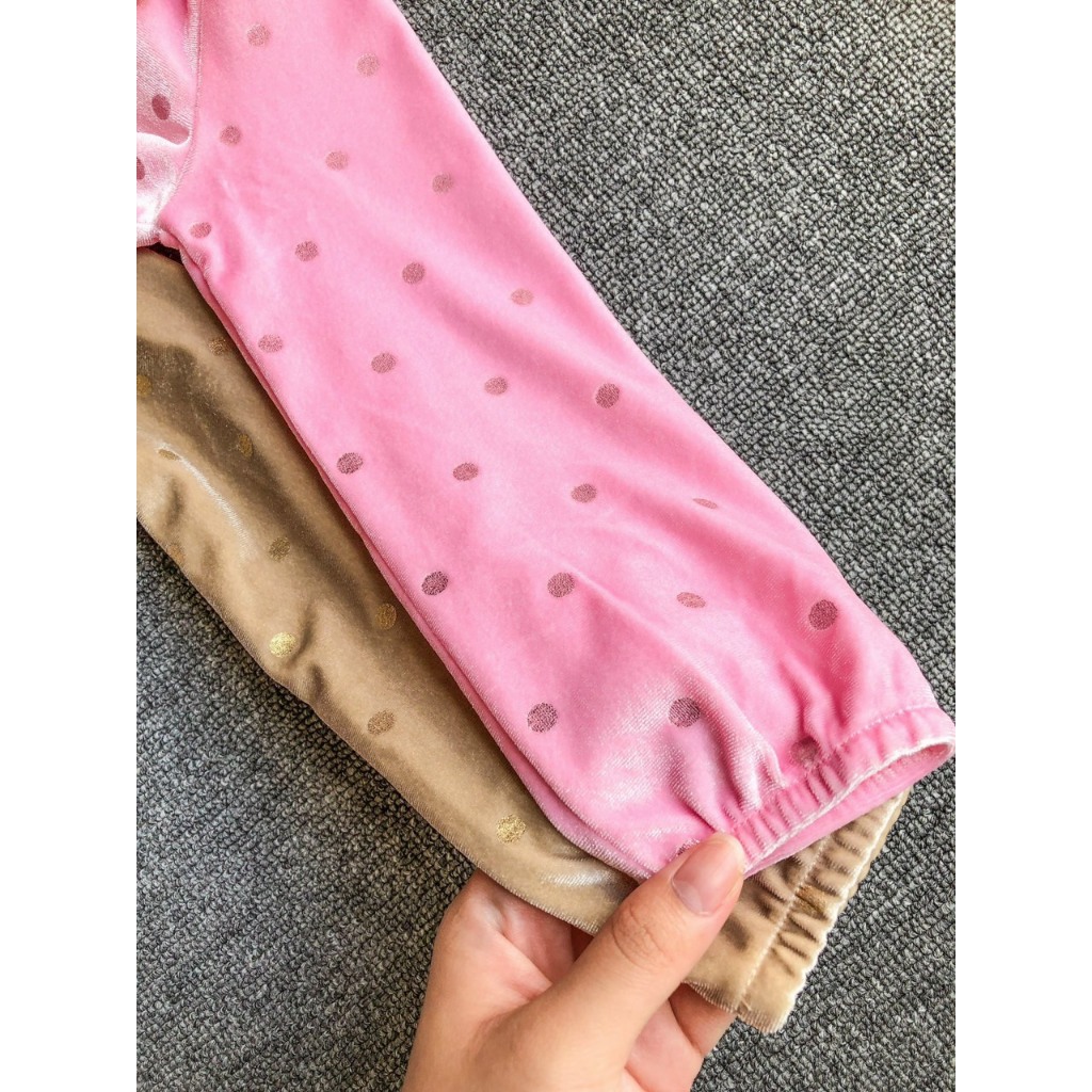 Váy nhung chấm bi bé gái từ 12m-4y