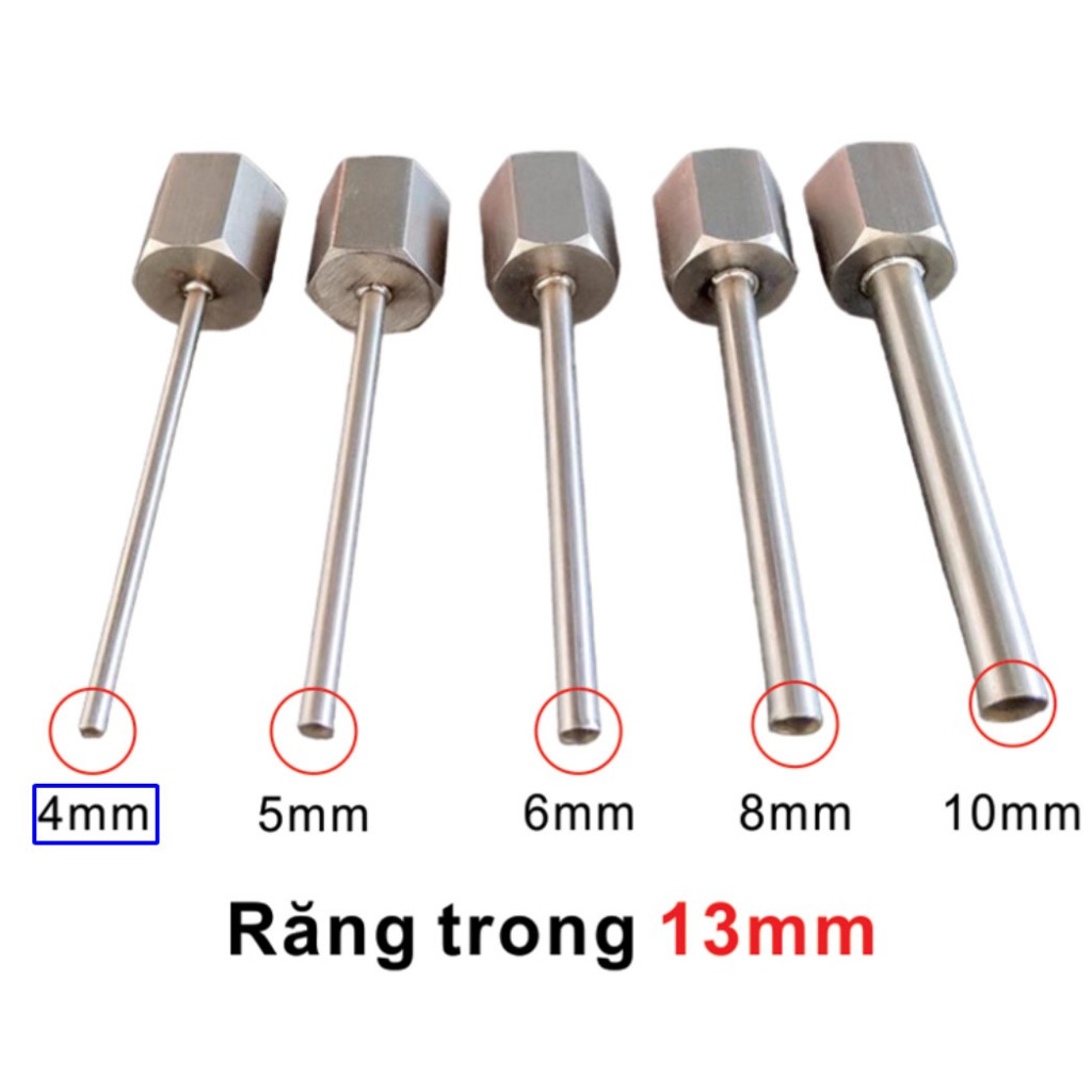 Vòi chiết piston ren trong 13mm, vòi máy chiết rót inox phi 4mm 5mm 6mm 8mm 10mm