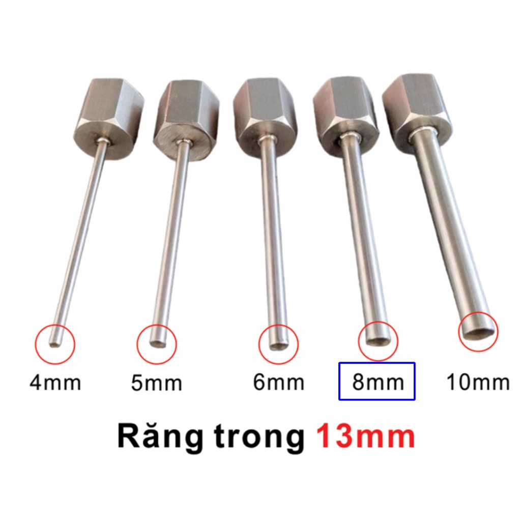 Vòi chiết piston ren trong 13mm, vòi máy chiết rót inox phi 4mm 5mm 6mm 8mm 10mm