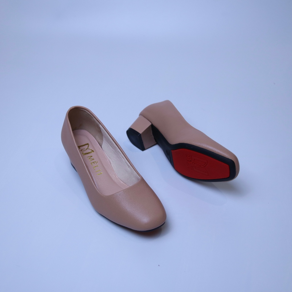 Giày cao gót trơn đế vuông - Giày cao gót công sở mũi vuông 3cm