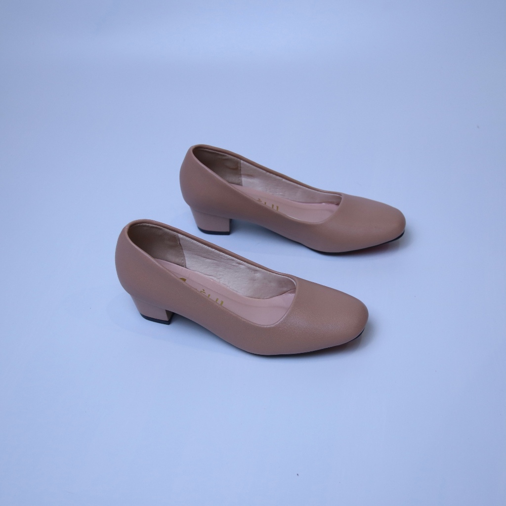 Giày cao gót trơn đế vuông - Giày cao gót công sở mũi vuông 3cm