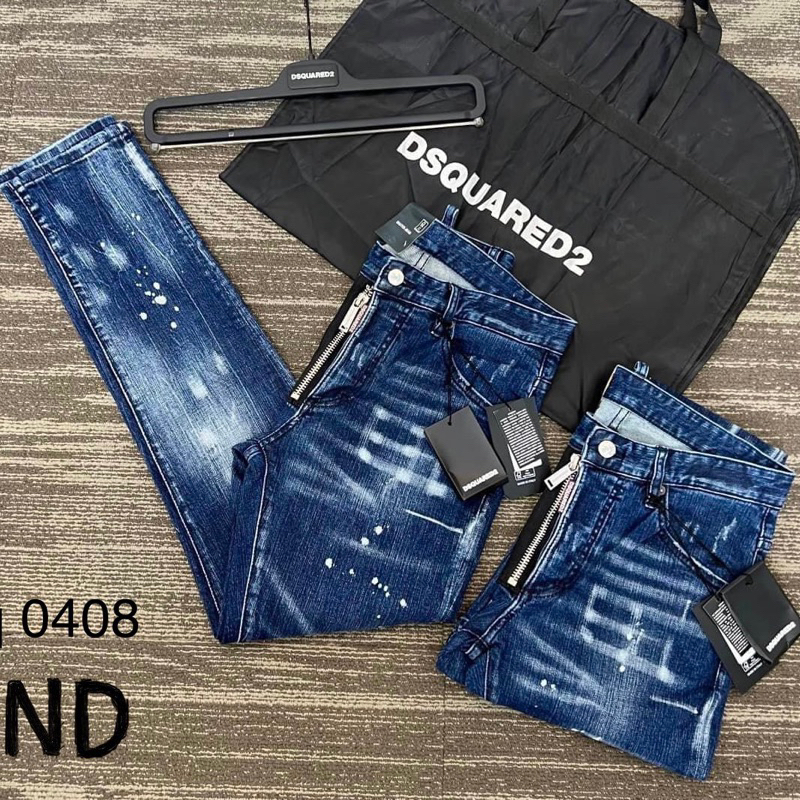 Quần Jean Nam DSQ Biker Họa Tiết Độc Đáo Quần Bò Nam Màu Xanh Vẩy Sơn Cực Hot