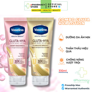 Serum Vaseline Gluta-Hya Dưỡng Da Sáng Mịn Sau 7 Ngày - Gluta-Hya Serum Burst UV Lotion Dewy Radiance 330ML