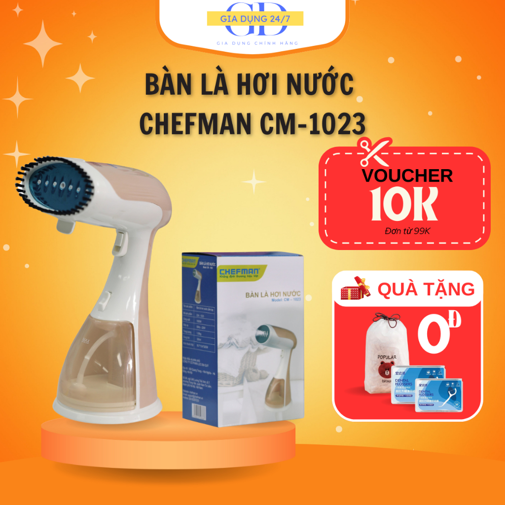 Bàn Là Hơi Nước Chính Hãng Chefman CM-1023, Bàn Ủi Hơi Nước Công Suất 1500W - Bảo Hành 12 Tháng
