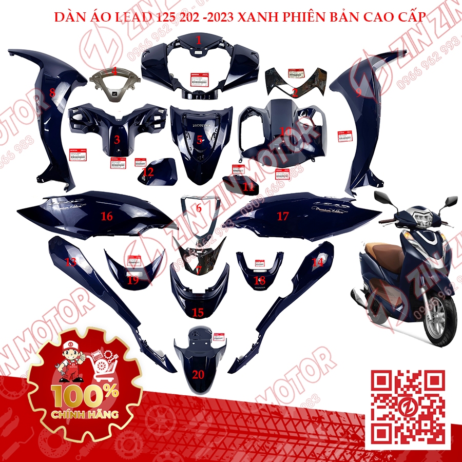 Dàn Áo Xe Lead 125 2022 2023+ Zin Xanh Phiên Bản Cao Cấp Chính Hãng Honda Việt Nam - ZZM