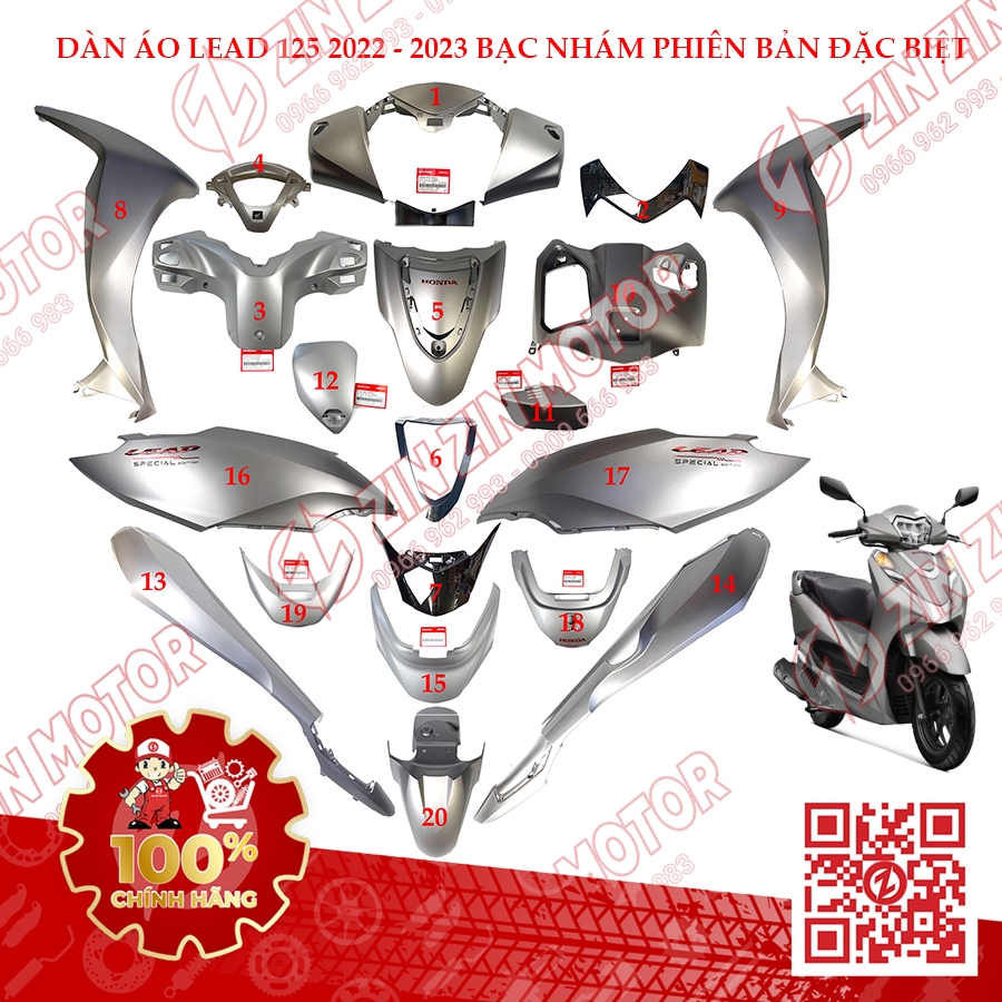 Dàn Áo Xe Lead 125 2022 2023+ Zin Bạc Nhám Phiên Bản Đặc Biệt Chính Hãng Honda Việt Nam - ZZM