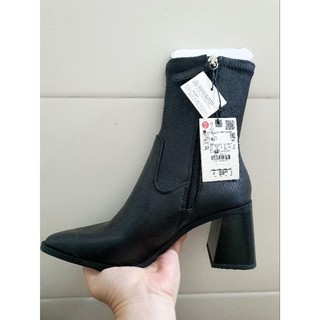 Boot Zara auth cổ lửng da thật cao 7 phân