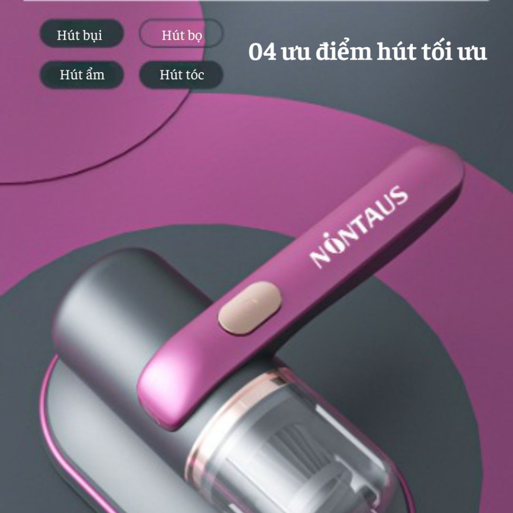 Máy hút bụi giường nệm, máy hút bụi cầm tay mini không dây sạc pin có tia UV khử khuẩn, chăn ga, ghế sofa