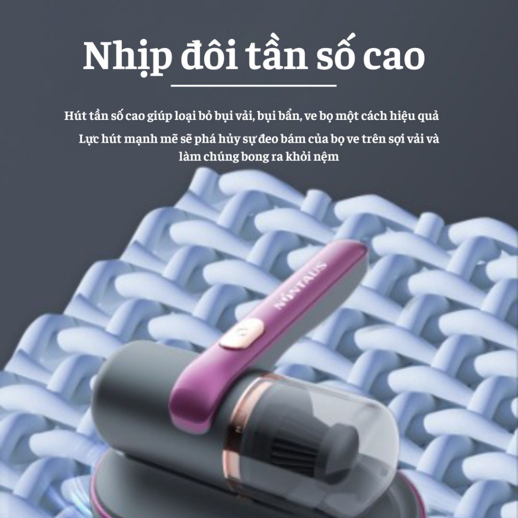 Máy hút bụi giường nệm, máy hút bụi cầm tay mini không dây sạc pin có tia UV khử khuẩn, chăn ga, ghế sofa