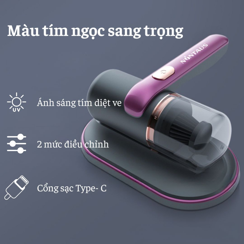 Máy hút bụi giường nệm, máy hút bụi cầm tay mini không dây sạc pin có tia UV khử khuẩn, chăn ga, ghế sofa