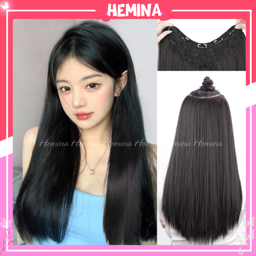 Tóc giả nữ Hemina tóc kẹp chữ U 5 phím thẳng dài tự nhiên phong cách Hàn Quốc CM06
