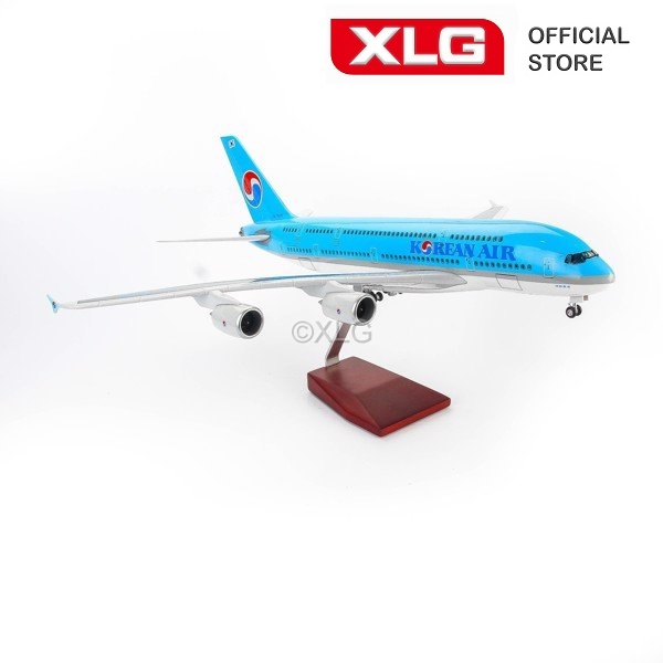 Mô hình máy bay Korean Air A380 47 cm có đèn led bánh xe cao cấp