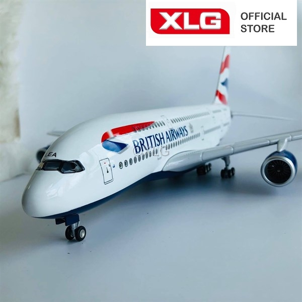 Mô hình máy bay British Airways A380 47 cm có đèn led bánh xe cao cấp