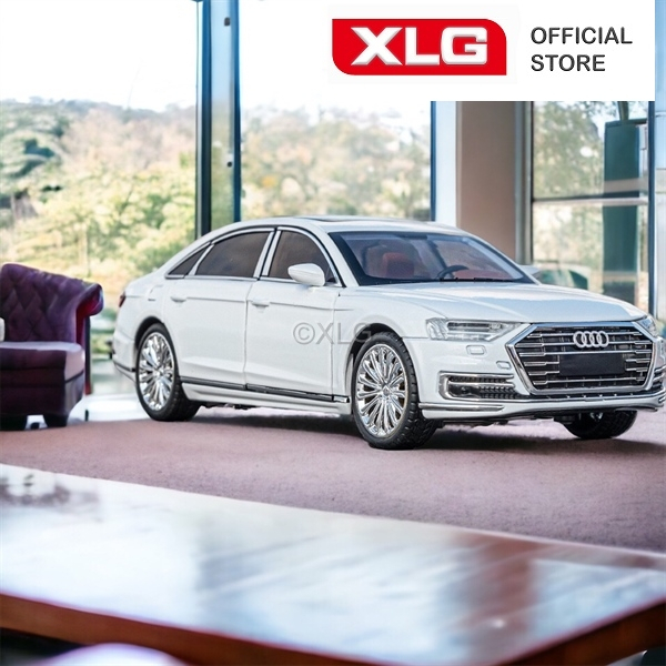 Mô hình xe ô tô Audi A8 1:24 cao cấp bằng hợp kim có đèn âm thanh - XLG