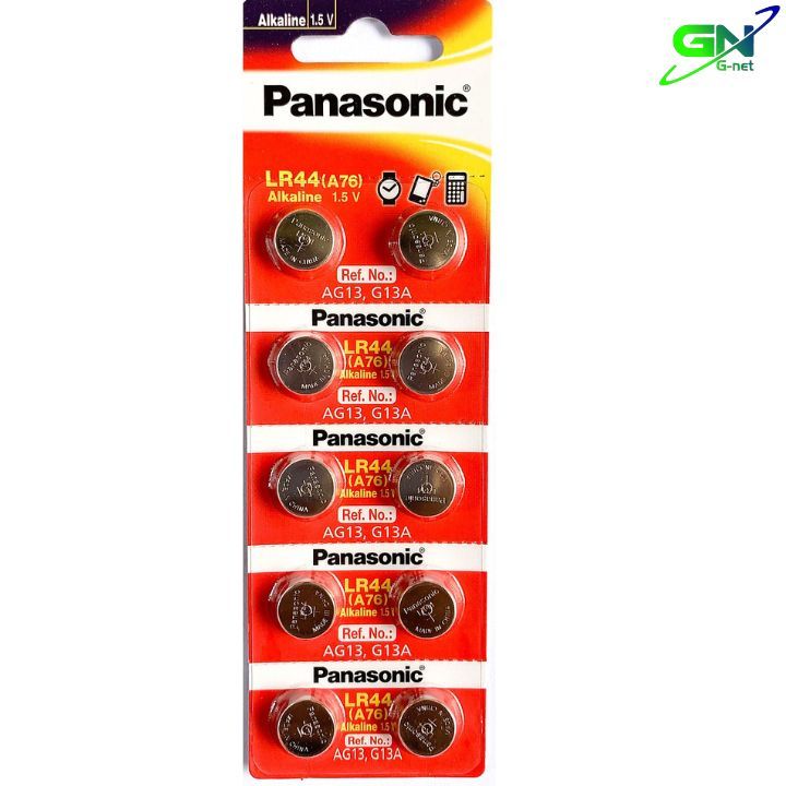 Vỉ 10 viên pin Panasonic LR44 - Hàng chính hãng cho đồng hồ, máy tính casio vinacal