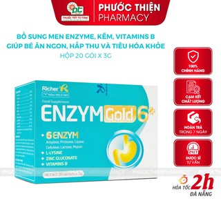 Men enzyme tiêu hóa kẽm cho bé giúp ăn ngon, tăng hấp thu Enzym Gold 6+ Hộp 20 gói