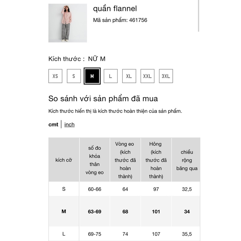 Quần Flannel Xuông Uni/qlo Nhật Bản 461756
